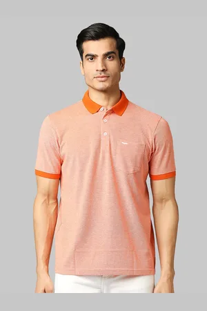 Park Avenue Men Orange Polo Collar Slim Fit T-shirt