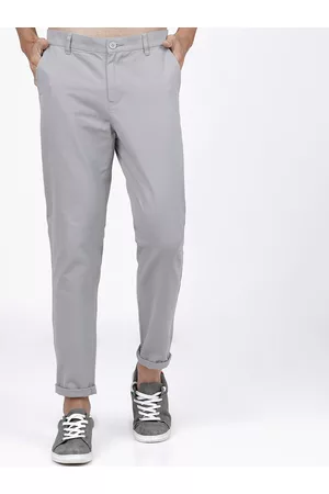 Ketch Men Grey Solid Slim Fit Chinos Trousers
