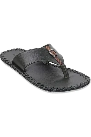 Metro Men Green & Black Leather Comfort Sandals