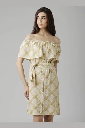 Miss Chase Women Beige Printed Shirt Dress