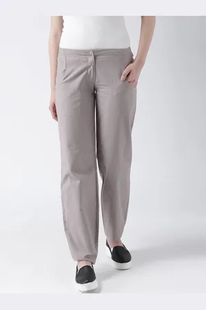 DODO & MOA Women Grey Regular Fit Solid Regular Trousers