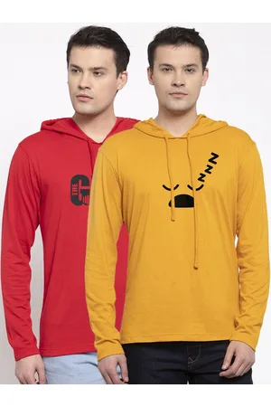 Friskers Men Pack Of 2 Yellow & Red Printed Raw Edge T-shirt