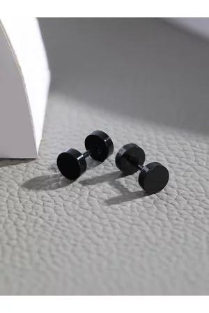 Priyaasi Men Black Circular Studs Earrings