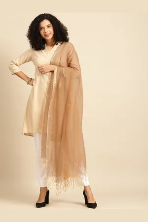 anayna Beige Checked Dupatta