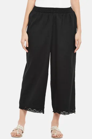 Pantaloons Women Black Solid Culottes Trousers