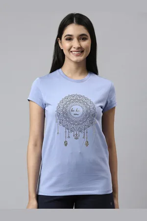 ENAMORA Women Purple Printed Cotton Lounge Tshirt