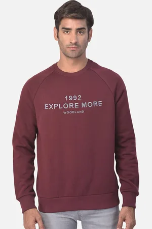 Woodland Men Burgundy Printed Sweatshirt