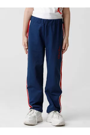 KATE & OSCAR Girls Blue Solid Track Cotton Pants