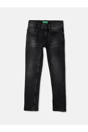 Benetton Boys Black Slim Fit Light Fade Jeans