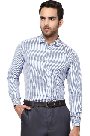 V-Mart Men Blue & White Standard Checked Regular Fit Formal Shirt