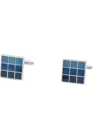 The Tie Hub Men Silver-Toned & Blue Cufflink