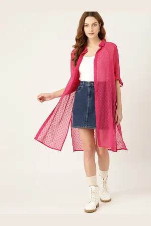 DressBerry Women Pink Longline Shrug