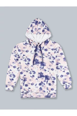 KiddoPanti Unisex Kids Pink Printed Hooded Sweatshirt