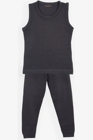 Kanvin Boys Charcoal Grey Solid Thermal Set
