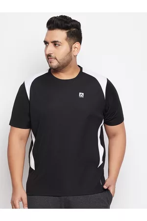 Austivo Men Black & White Colourblocked Regular Fit Running T-shirt