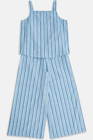 Pantaloons Girls Blue Striped Clothing Set