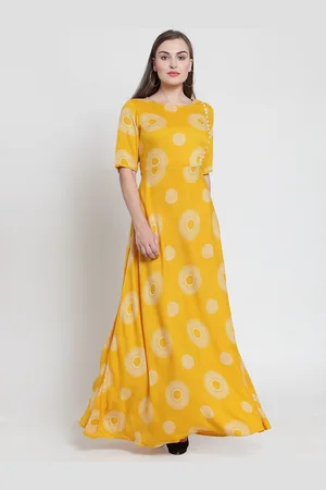 Purple State Yellow Ethnic Maxi Dress