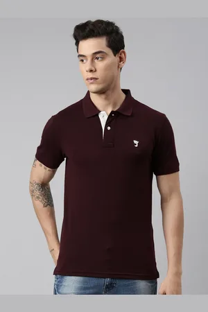 Joven Men Maroon Polo Collar T-shirt