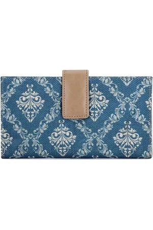 THE CLOWNFISH Orlanda Blue & Beige Ethnic Motifs Printed Two Fold Wallet