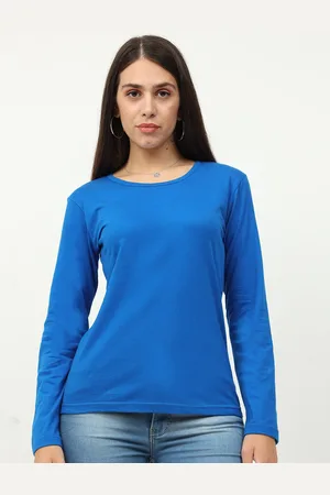 Fleximaa Women Blue Extended Sleeves T-shirt
