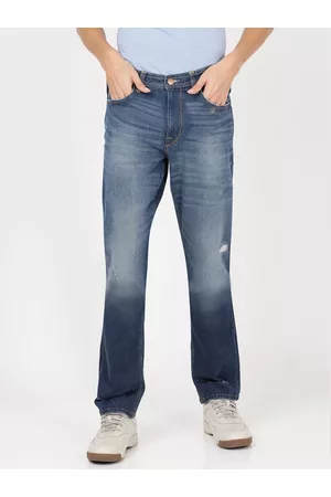 Lee Men Blue Rodeo Straight Fit Low Distress Heavy Fade Stretchable Jeans