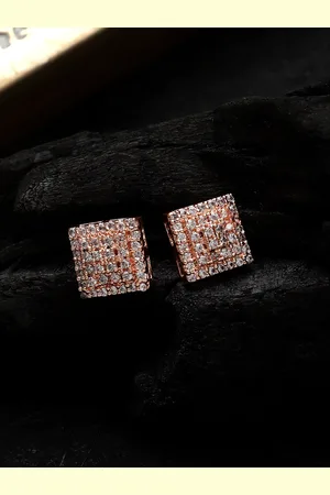 Cardinal Rose Gold Square American Dimaond Studs Earrings