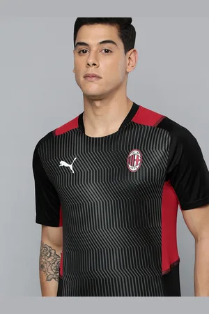 PUMA Men Black & Grey A C Milan Slim Fit Sustainable Football T-shirt