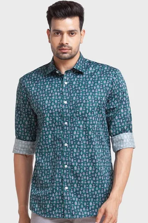 ColorPlus Men Green Tailored Fit Floral Printed Casual Shirt