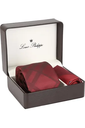 Louis Philippe Men Maroon & Red Printed Accessory Gift Set
