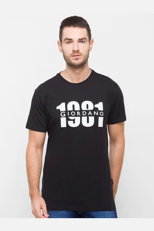 Giordano Men Black Typography Printed Slim Fit T-shirt