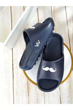 Viv Men Blue & White Rubber Sliders