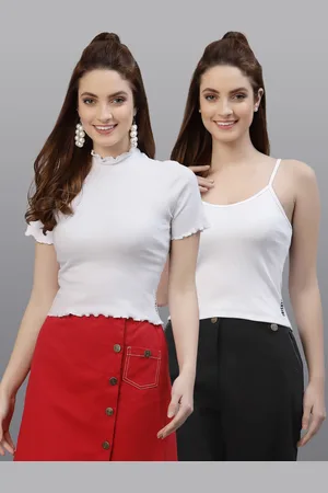 Friskers Women White Pack of 2 Solid Tops