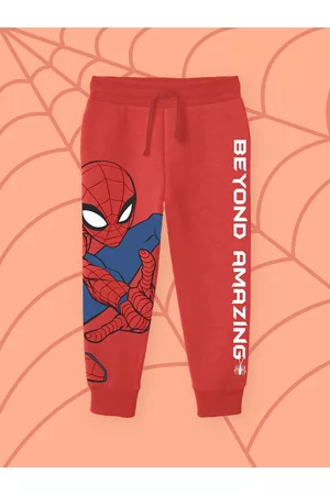 BONKIDS Boys Red Spiderman Printed Joggers