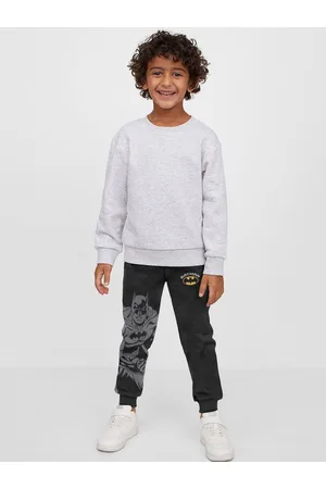 BONKIDS Boys Black & Grey Batman Printed Joggers