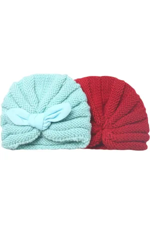 EL REGALO Unisex Kids Red & Blue Pack of 2 Beanie Caps