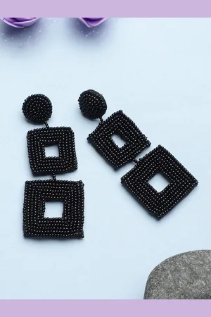 Cardinal Black Contemporary Drop Earrings