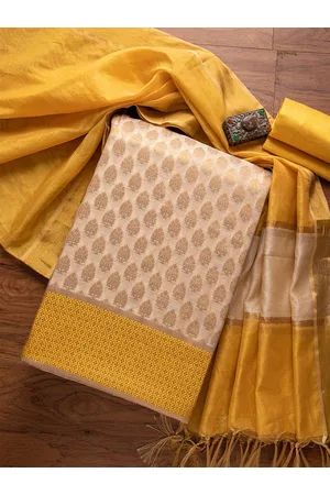 Koskii Women Gold Dress Material