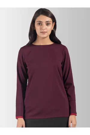 FableStreet Women Maroon Solid Top