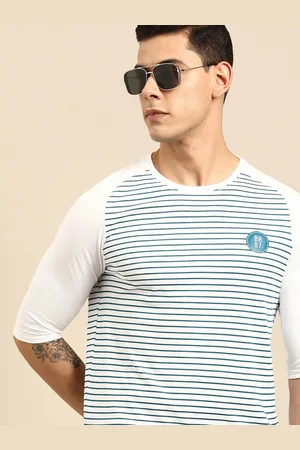 Being Human Men White & Blue Striped T-shirt