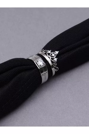 karatcart Set of 2 Crown Shape Couple Adjustable Ring