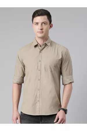 DEZANO Men Beige Pure Cotton Comfort Fit Casual Shirt