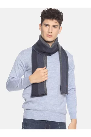 513 Clothing Men Navy Blue & Grey Striped Muffler
