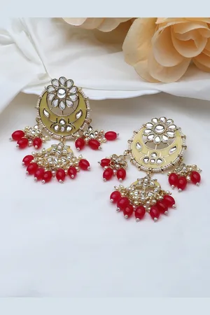 LAIDA Yellow & Red Contemporary Drop Earrings