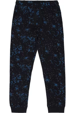 Alan Jones Boys Navy-Blue & Light-Blue Printed Joggers