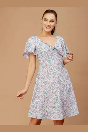 KASSUALLY Women Lavender Floral A-Line Dress