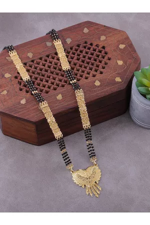 Brandsoon Gold-Plated & Black Beaded Mangalsutra