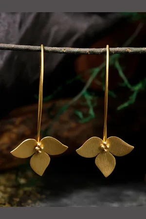 Berserk Gold-Toned Floral Drop Earrings
