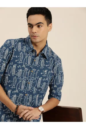 Taavi Men Indigo Pure Cotton Printed Casual Shirt
