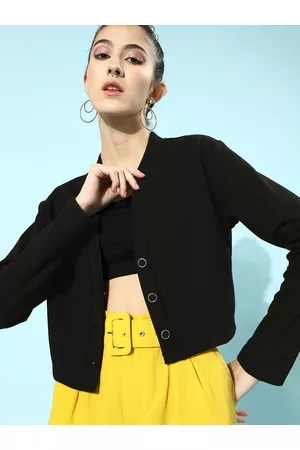 KASSUALLY Women Black Solid Knitted Sweater