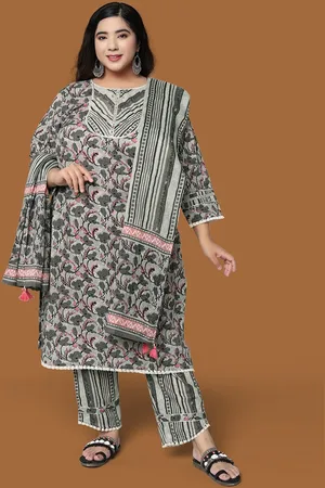 Mirchi Fashion Women Printed Sequinned Pure Cotton Kurti with Trousers & With Dupatta